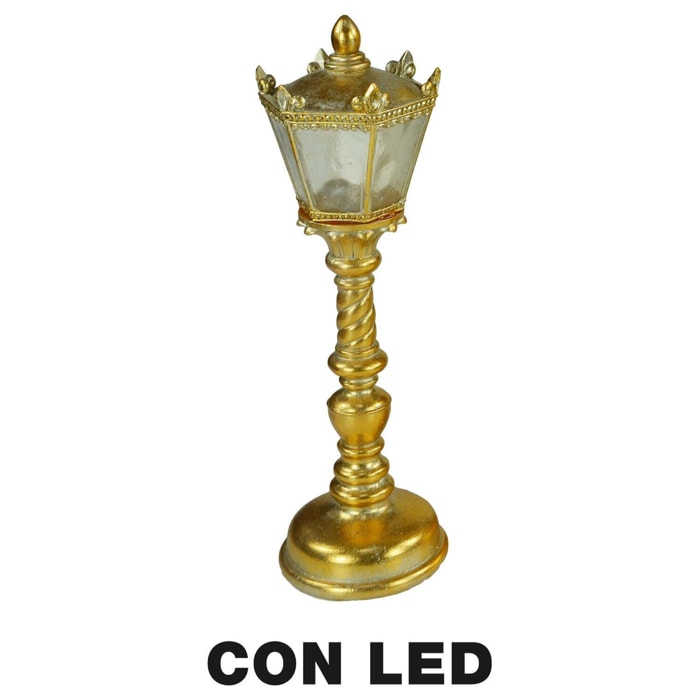 Lampione in resina led oro cm13x12,5h41,5