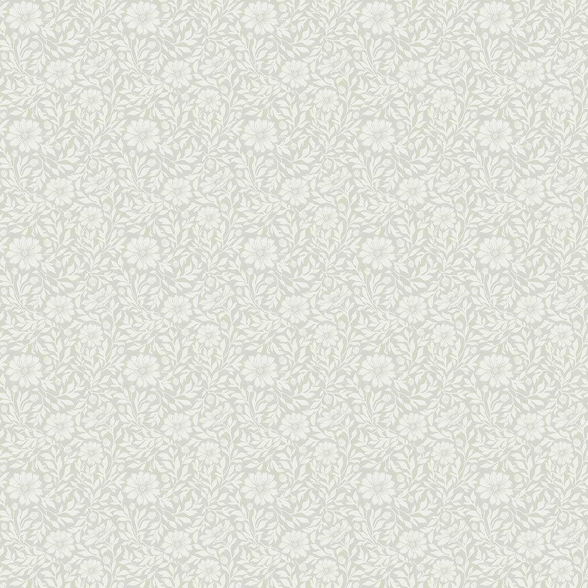 Papier peint floral tissé vert céladon ivoire