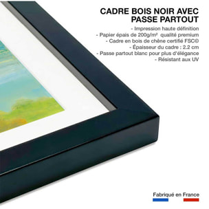 Poster Arc en ciel sur l'asphalte Affiche + cadre en bois - Noir