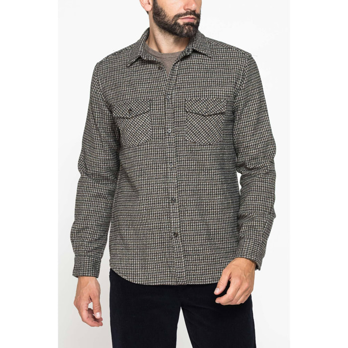 CAMICIA FANTASIA IN FLANELLA PESANTE CON DOPPIO TASCHINO