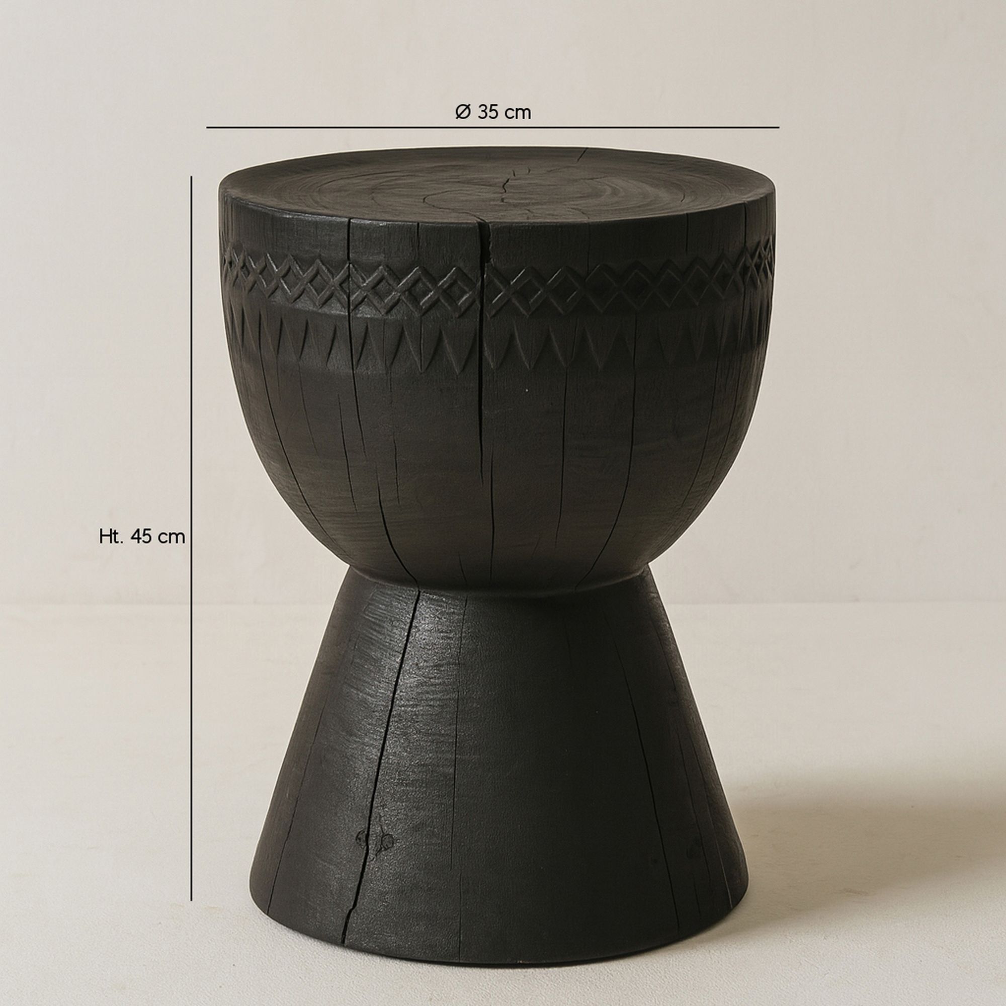 Meuble d'appoint en bois d'acacia brûlé ASSA