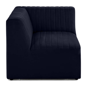 Nova - module d'assise d'angle réversible - en velours - Bleu marine