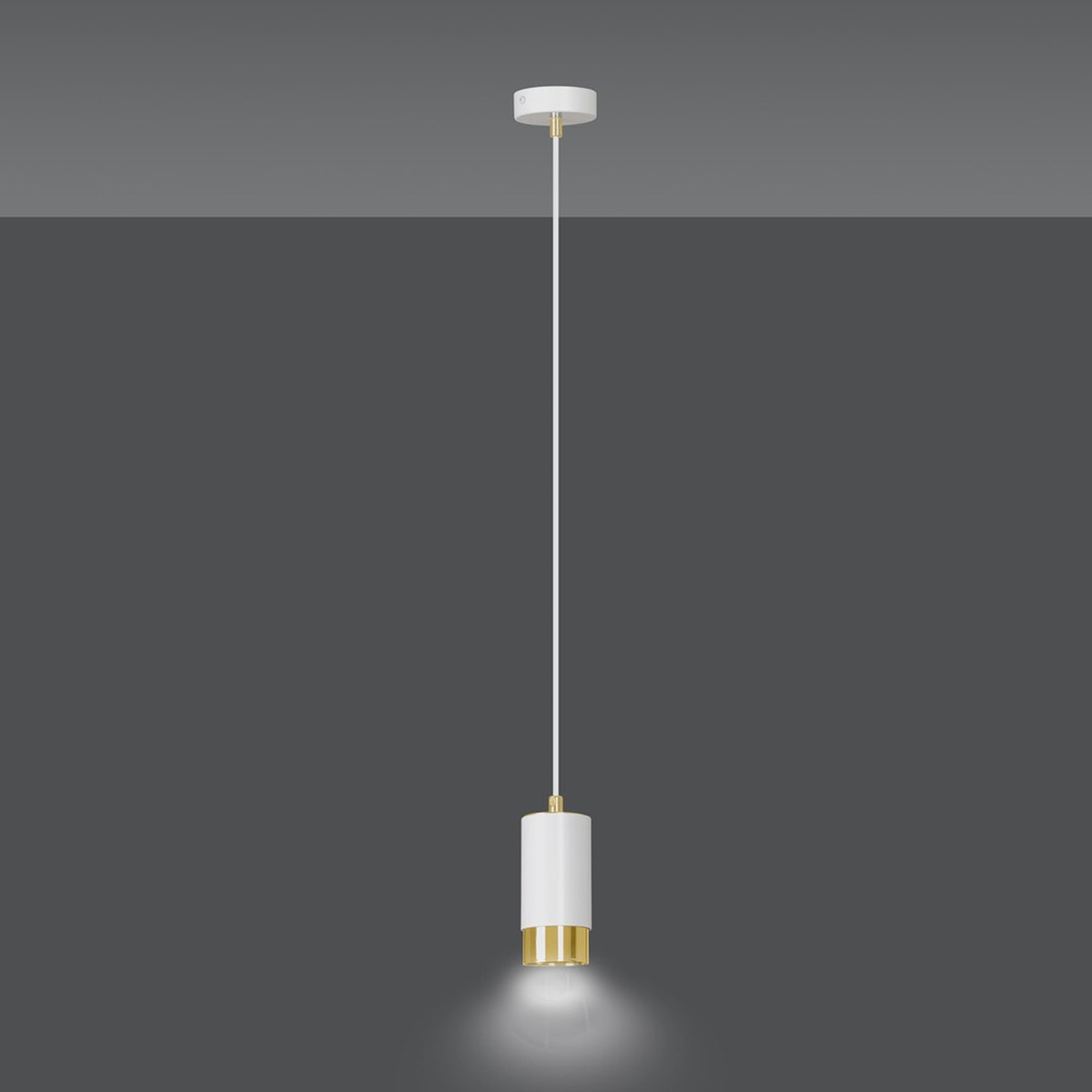 Lampada a sospensione Fumiko in acciaio bianco e oro