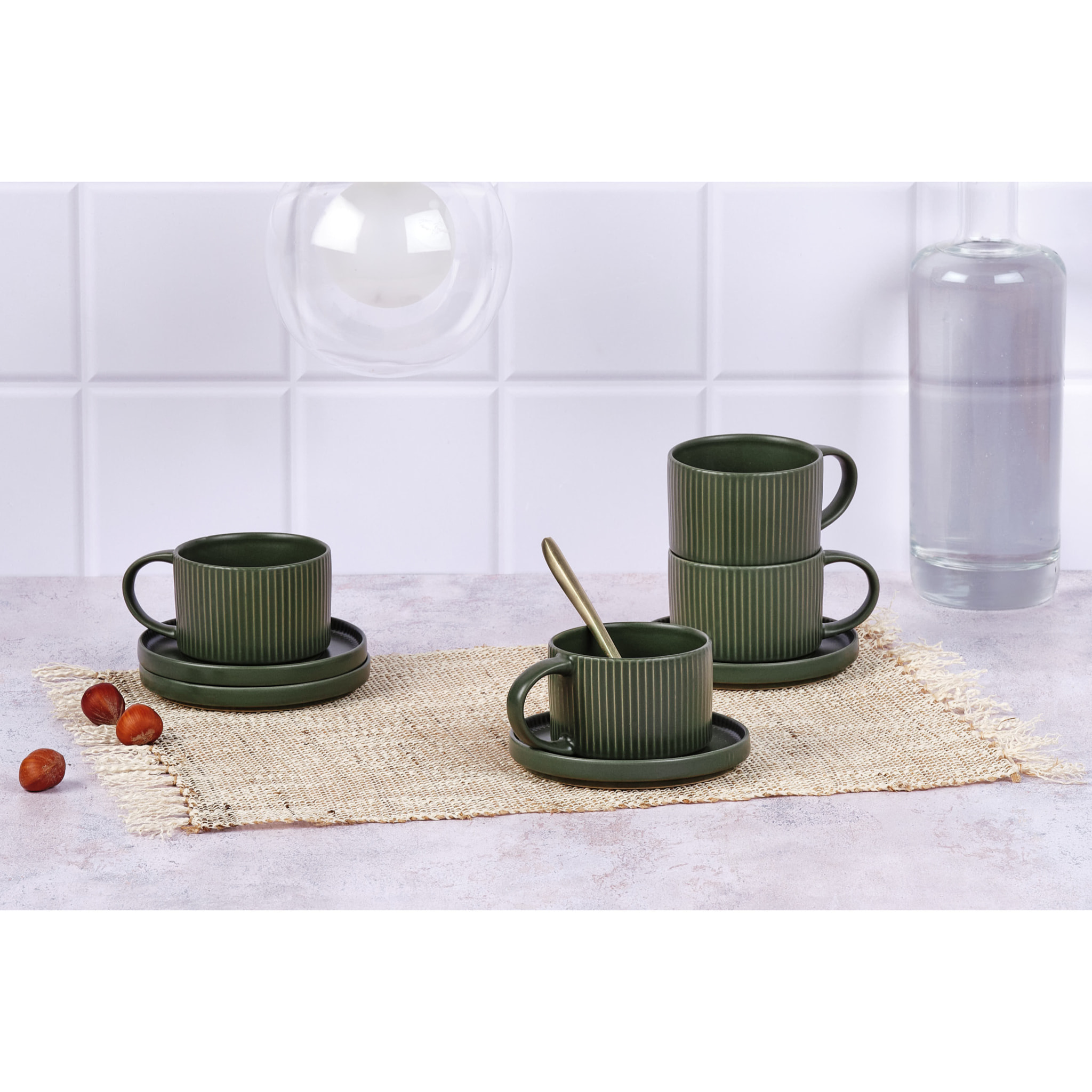 Tasse SCANDI 15cl et soucoupe Ø12cm - 8 pièces - Olive