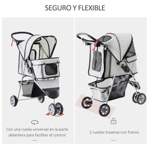 Cochecito Plegable con Ruedas 360Âº de Oxford 75x45x97cm Gris