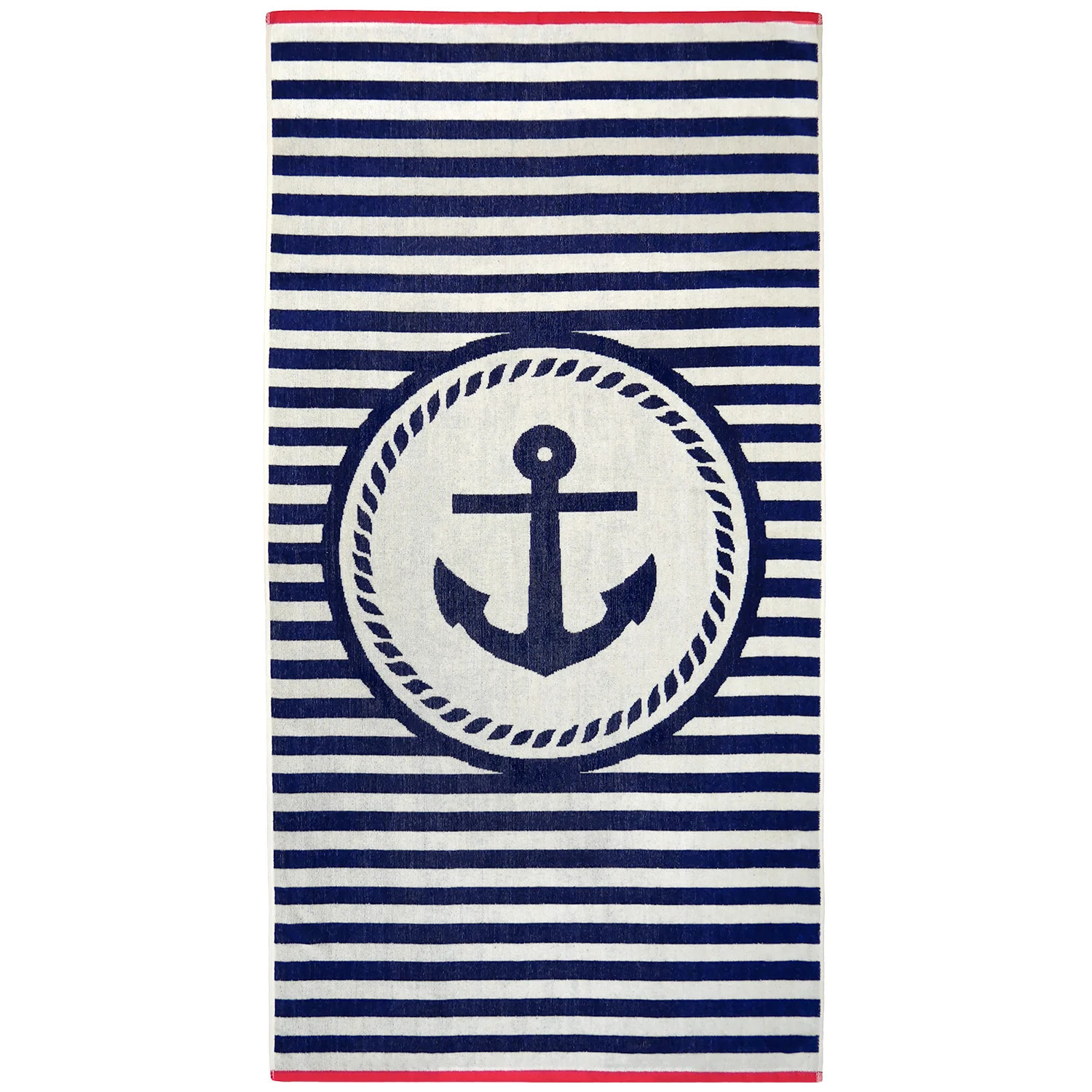 Serviette de plage éponge velours Jacquard Bleu 90x170 400g/m² - Ankuri