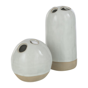 J-Line vase 4 Trous - porcelaine - blanc/beige