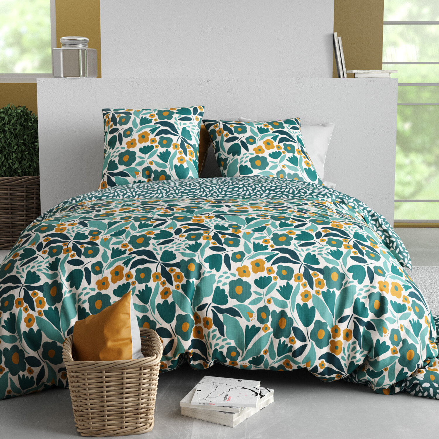 Parure housse de couette 3pcs 100% coton 57 fils mia