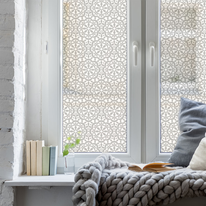 Adhésif Film Fenêtre Anti Regard Occultant - ROSACES GRISES