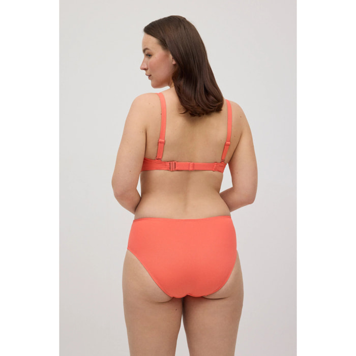Slip bikini ad alta riduzione in micropiqué corallo