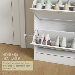 Zapatero Estrecho con 2 Puertas, Zapatero Entrada Recibidor con Estantes Ajustables, para 12 Pares de Zapatos, 60x23,5x80 cm, Blanco