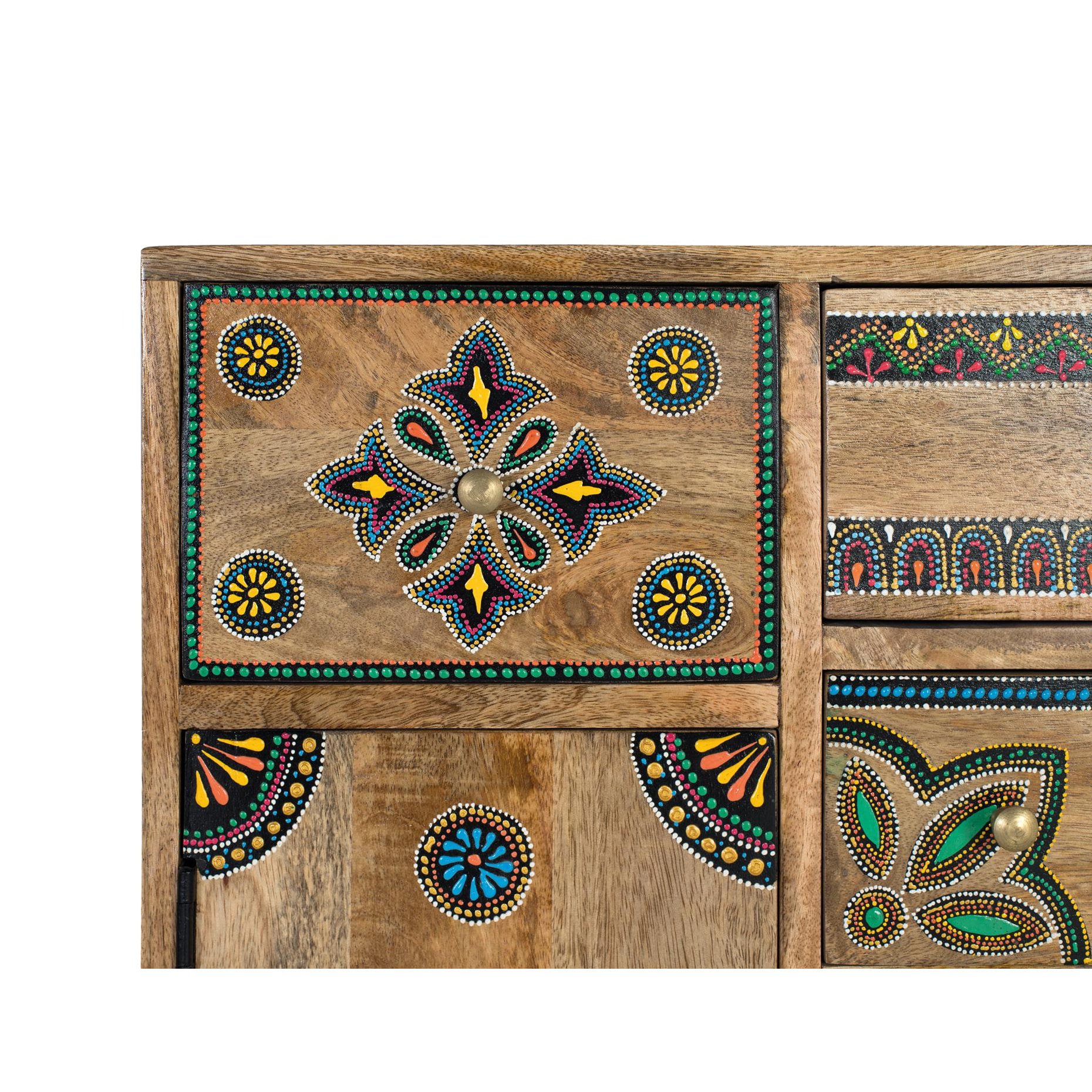 Muebles Auxiliare de Madera de Mango, Mdf 61 Cm Estilo Boho Ethnic