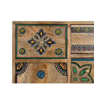 Muebles Auxiliare de Madera de Mango, Mdf 61 Cm Estilo Boho Ethnic