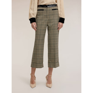 Motivi - Pantalones cropped teñido en hilo fantasía check - Beige