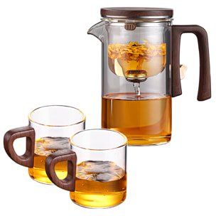 Tetera de cristal de 520ml con filtración magnética con 2 tazas.