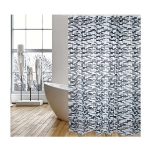 Rideau de douche Polyester LOFT 180x200cm QUALITE PREMIUM Gris - Anneaux inclus MSV