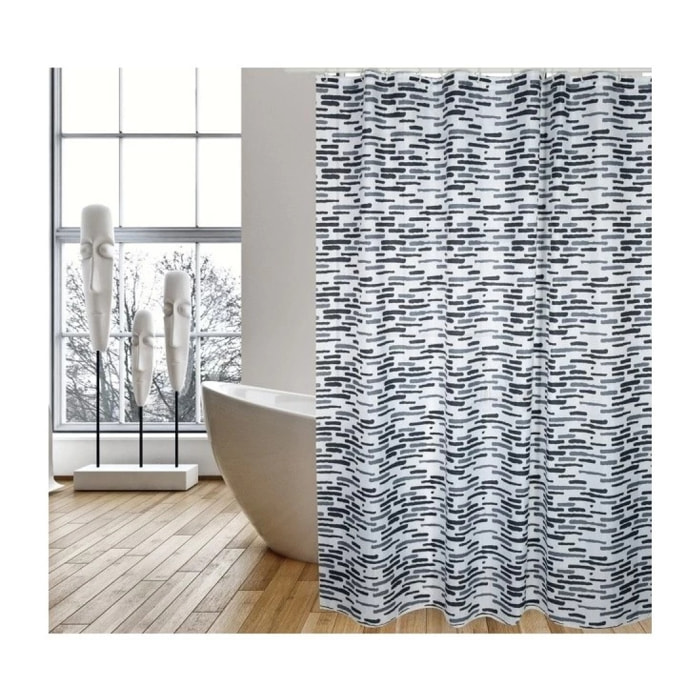 Rideau de douche Polyester LOFT 180x200cm QUALITE PREMIUM Gris - Anneaux inclus MSV