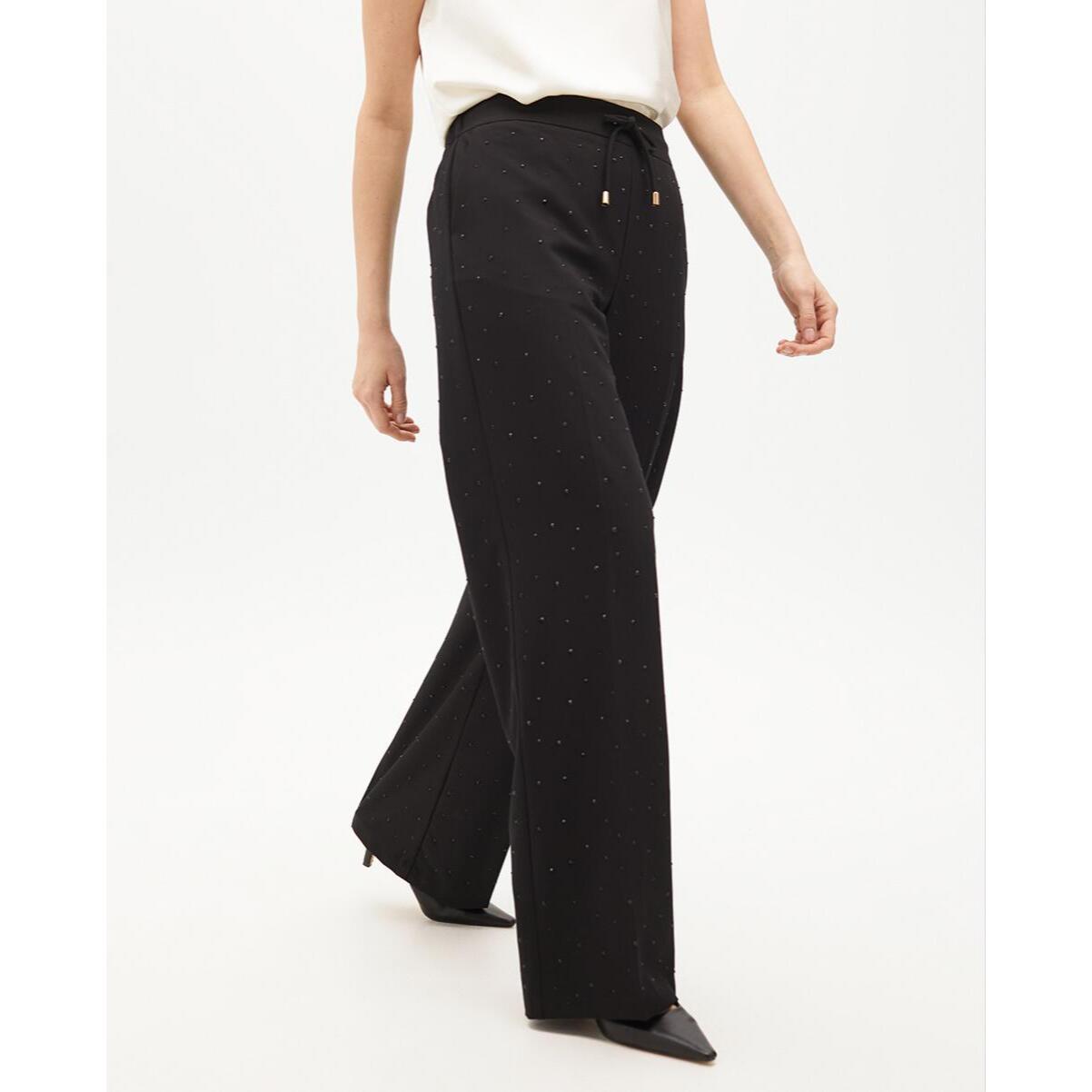 Pantaloni dritti con strass