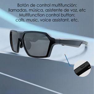 Occhiali sportivi intelligenti QY PRO 5. Assistente vocale intelligente, traduzione in tempo reale di oltre 100 lingue, controllo della musica/chiamate e lenti UV400.