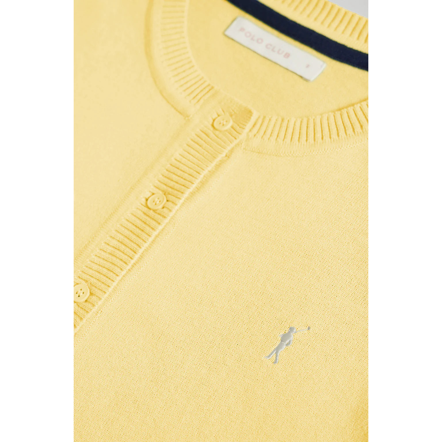 Cardigan giallo leggero in filo con bottoni e con logo ricamato Rigby Go