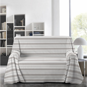 Telo Arredo Multiuso In 100% Cotone Disegno Riga24 Beige