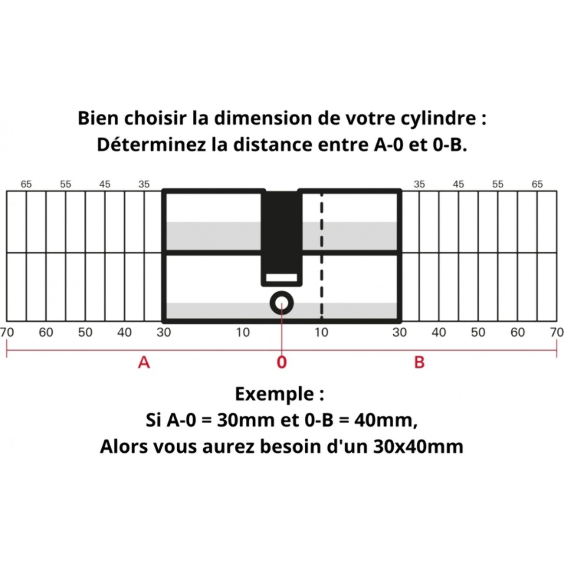 Cylindre de serrure double entrée SA, 45 x 55 mm, anti-arrachement, nickel, 3 clés - 1 pièce - THIRARD - 00016457