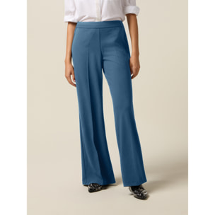 Oltre - Pantaloni palazzo in tessuto crêpe - Azzurro