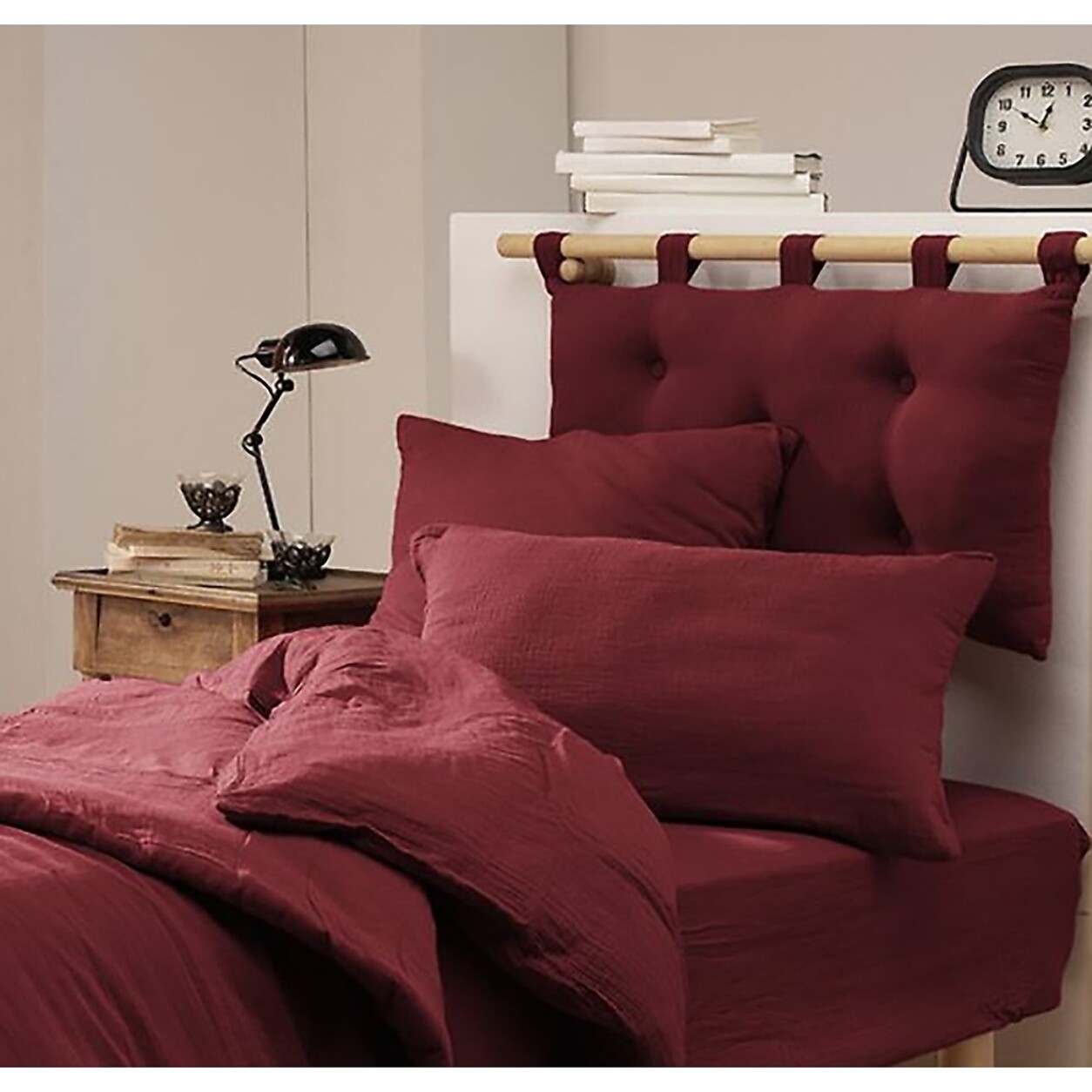 Taie D'oreiller 100 % gaze De Coton Lie De Vin