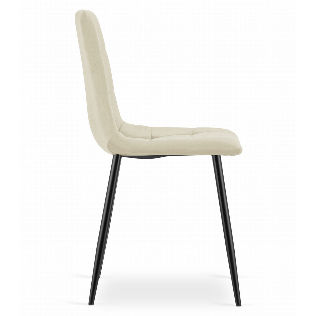 Sedia Kara in velluto beige con gambe nere