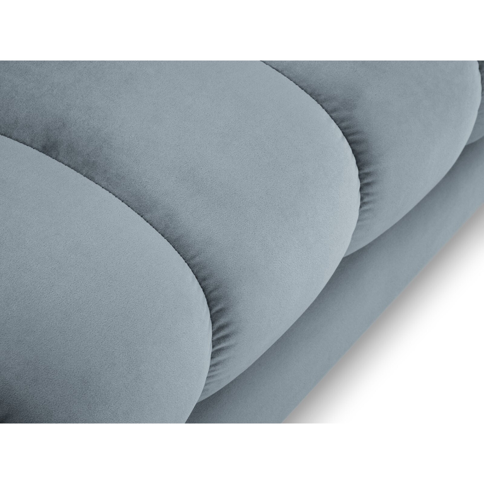 Méridienne droite "Bali" en velours bleu clair