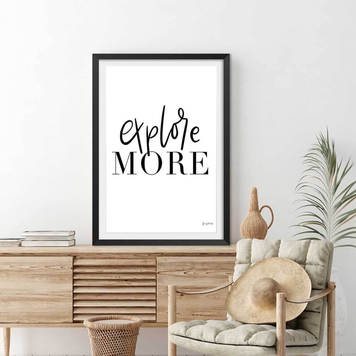Poster explore more Affiche + cadre en bois - Noir