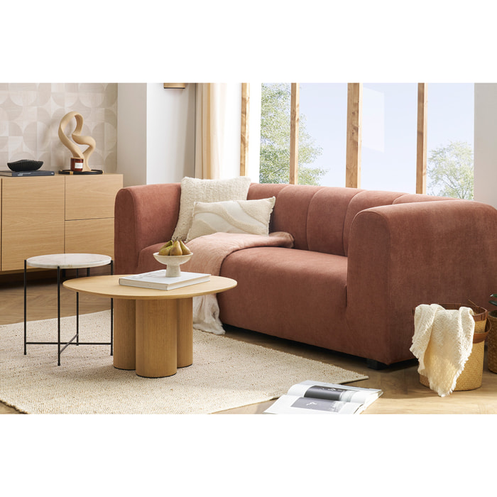 Canapé design en tissu effet velours terre brûlée 3-4 places OLIVEIRO