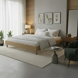 Lit Déco Cancun | Cadre à lattes | Robustesse et confort | Montage simple rapide | Bouclette | Camel