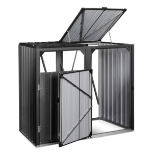 Cache poubelles double en métal gris anthracite