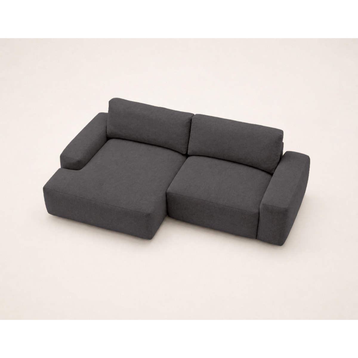 Tama - Canapé d'angle gauche 4 places convertible avec coffre en tissu - Gris