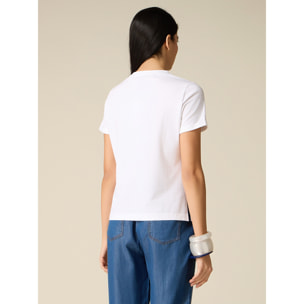 Oltre - T-shirt con ricamo lettering - Bianco