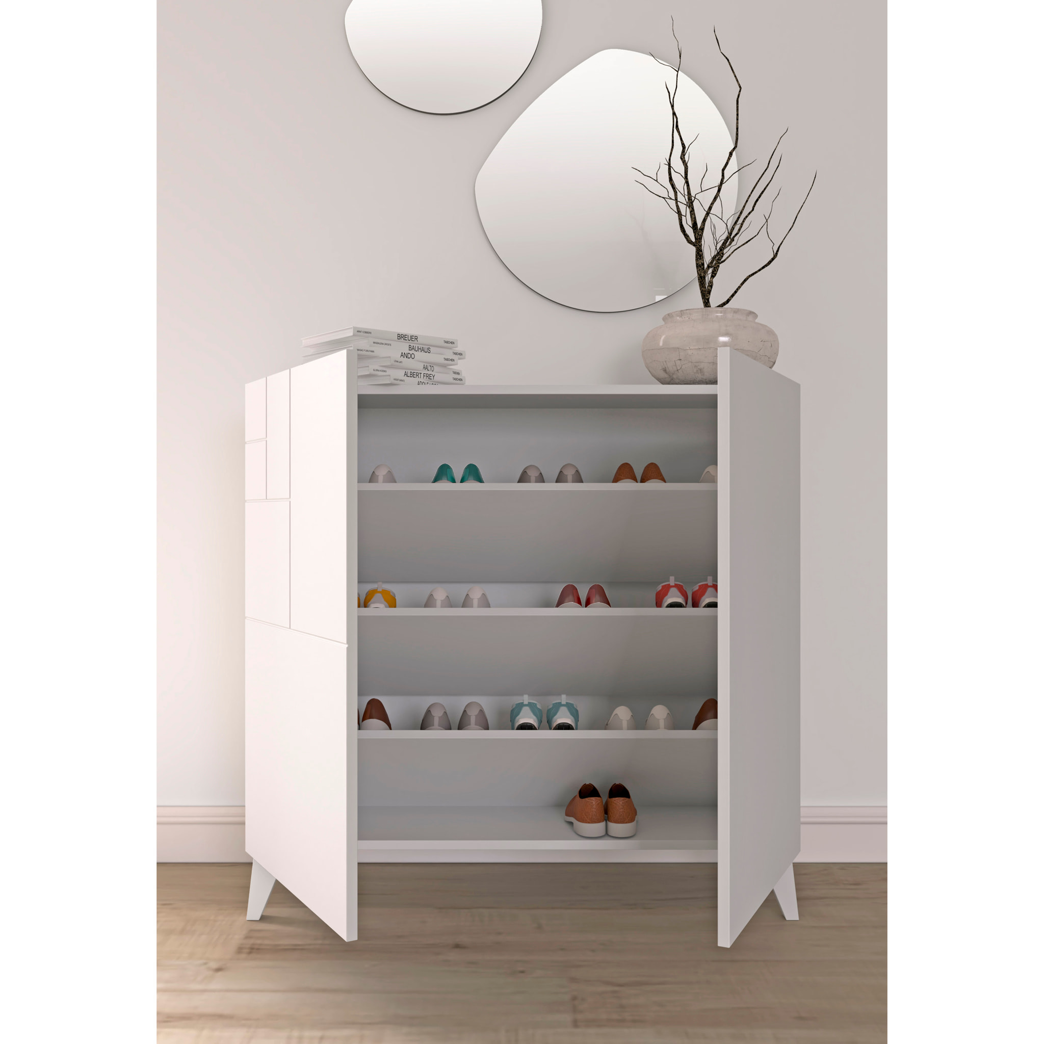 Zapatero Bergen melamina blanco 87x90x27 cm