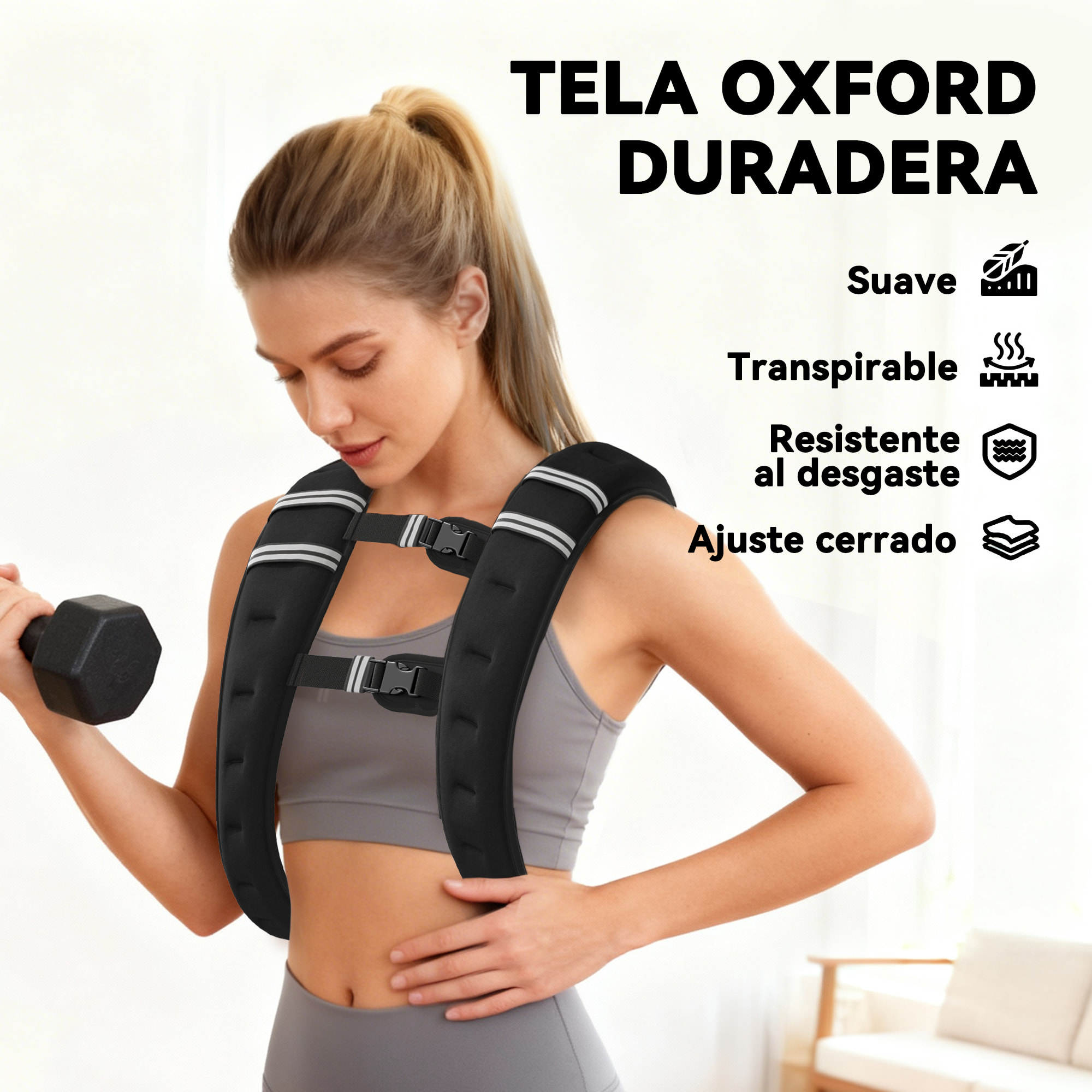 Chaleco Lastrado 5 kg, Chaleco Peso Entrenamiento Transpirable, con 2 Correas Ajustables y Bandas Reflectantes, para Entrenamiento de Fuerza, Jogging, Negro
