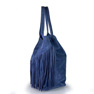 Borse Donna colore Blu-in pelle Made in Italy 36x45x19cm