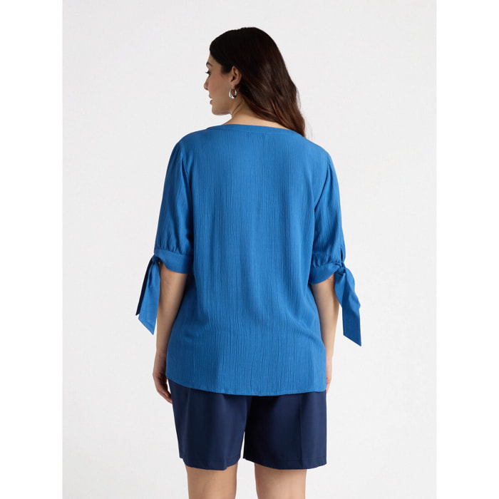 Fiorella Rubino - Camisa con nudos en las mangas - Azul