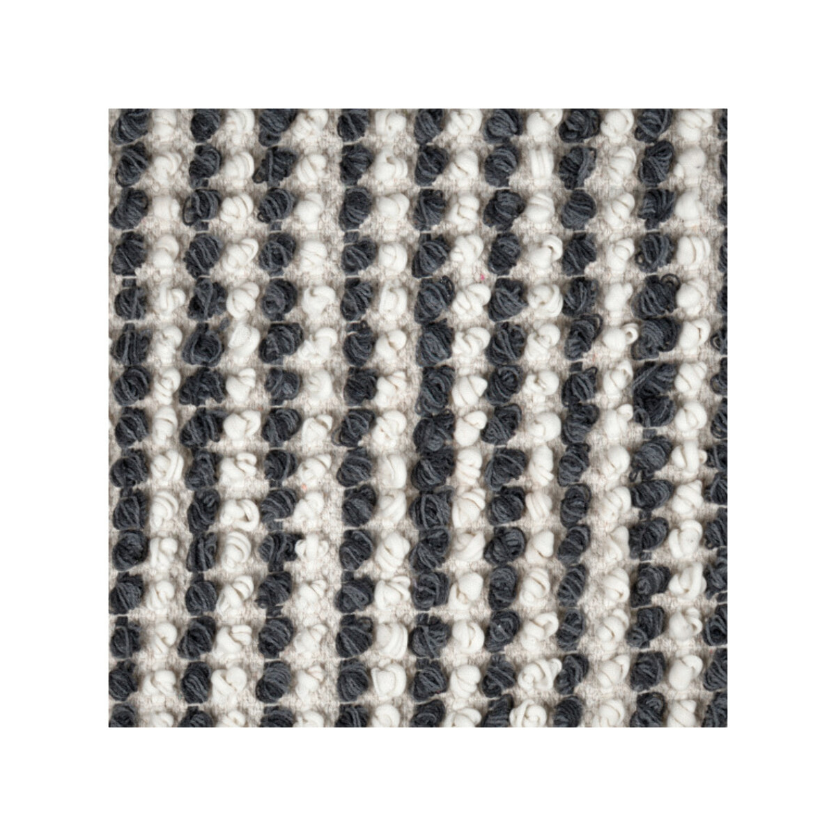 Tapis 60 x 80 cm tissu texturé petits pompons avec franges bicolores - MARINE