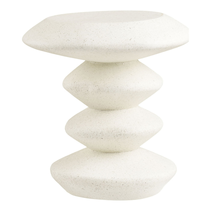 Tavolino da appoggio Blackburn in fiberclay bianco forma scultorea 43x39x45 cm