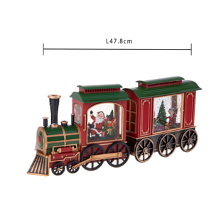 Locomotiva+Vagone con B.Natale+Led - Pezzi 1 - Colore Rosso - 47,8x20Hx9cm - Bianchi Dino