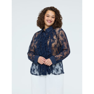 Fiorella Rubino - Camisa de encaje con volantes - Azul