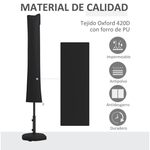Funda para Sombrilla de Jardín Funda para Parasol Impermeable Tela Oxford 420D Cubierta de Parasol con Cremallera para Jardín Exterior 178x25/35 cm Negro