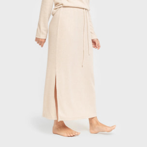 Falda midi rib canalé mujer