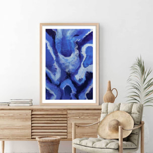 Poster bleu malte Affiche + cadre en bois - Chêne