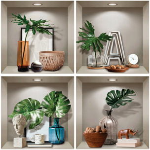 Stickers muraux 3D | Sticker Mural Autocollant effet 3D plantes et objets design - Stickers adhésifs 3D Chambre Salon Trompe l'oeil