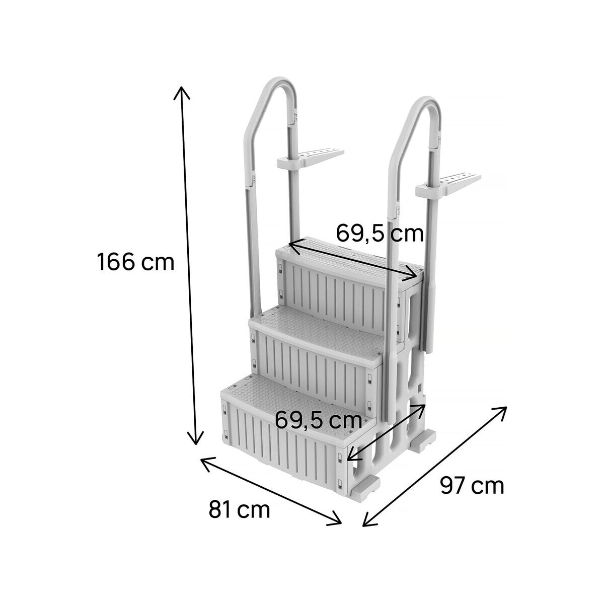 Escalier simple de piscine "Nathan" - 3 marches - en plastique