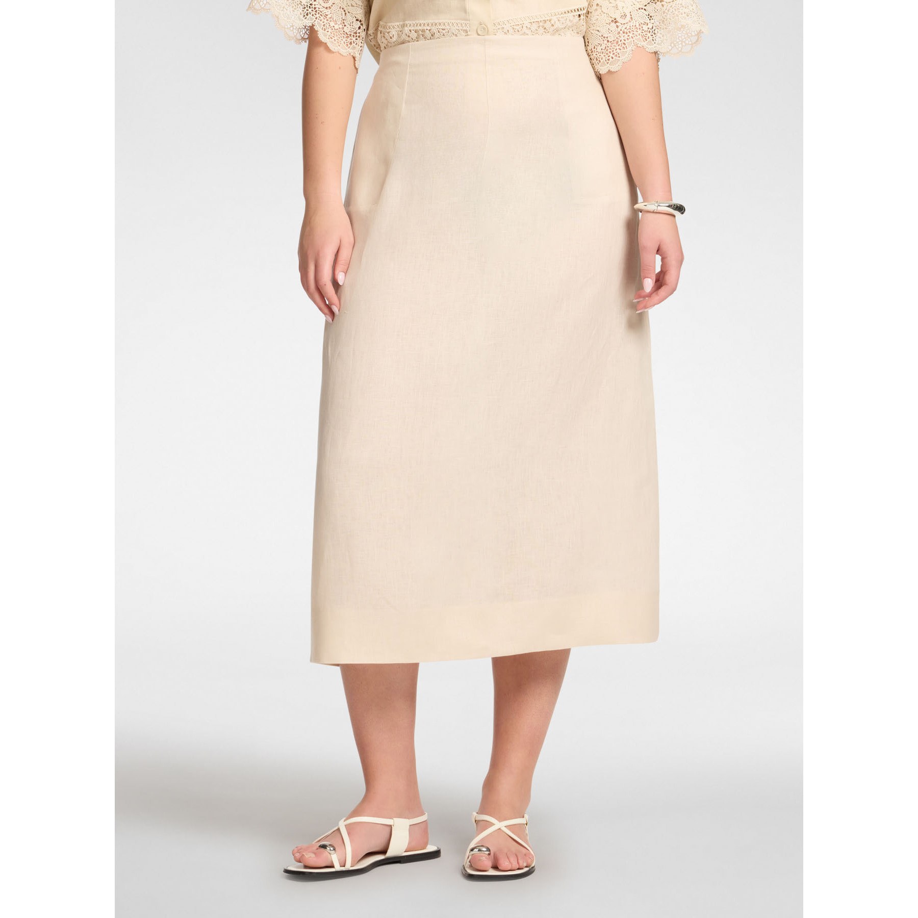 Elena Mirò - Gonna ad A in lino - Beige